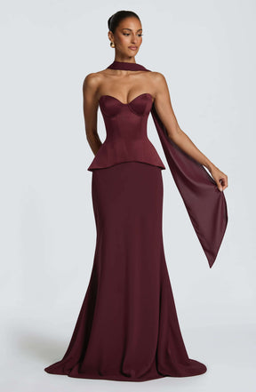 Kaia Maxi Skirt - Cherry Lacquer Ryvelle