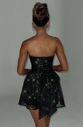 Katrina Mini Dress - Black Sparkle Ryvelle