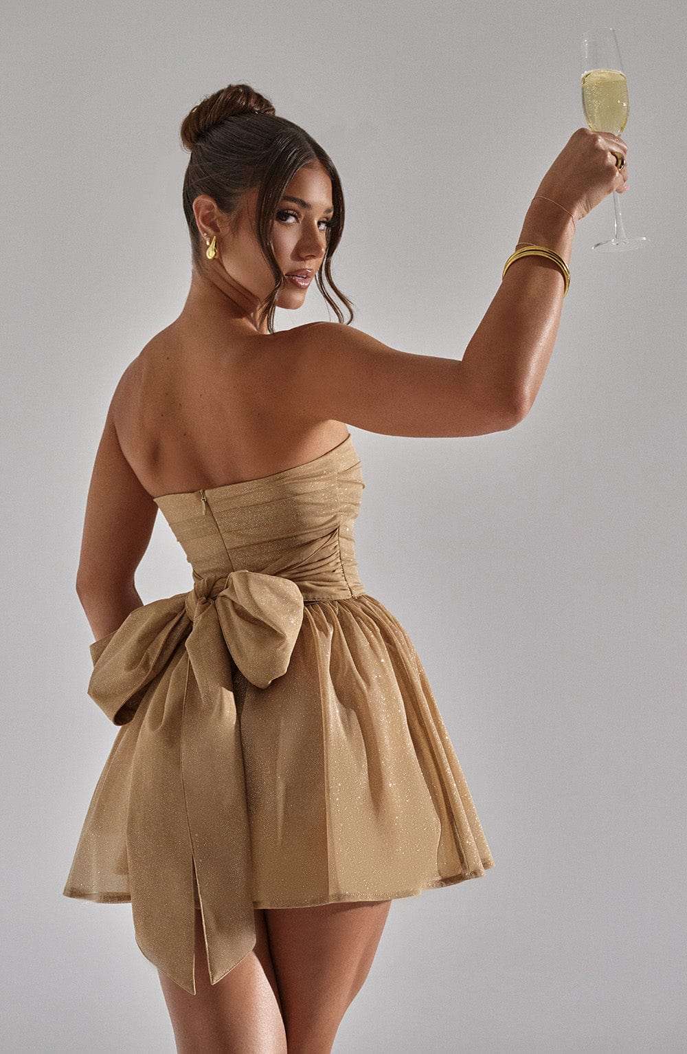 Katrina Mini Dress - Gold Sparkle Ryvelle
