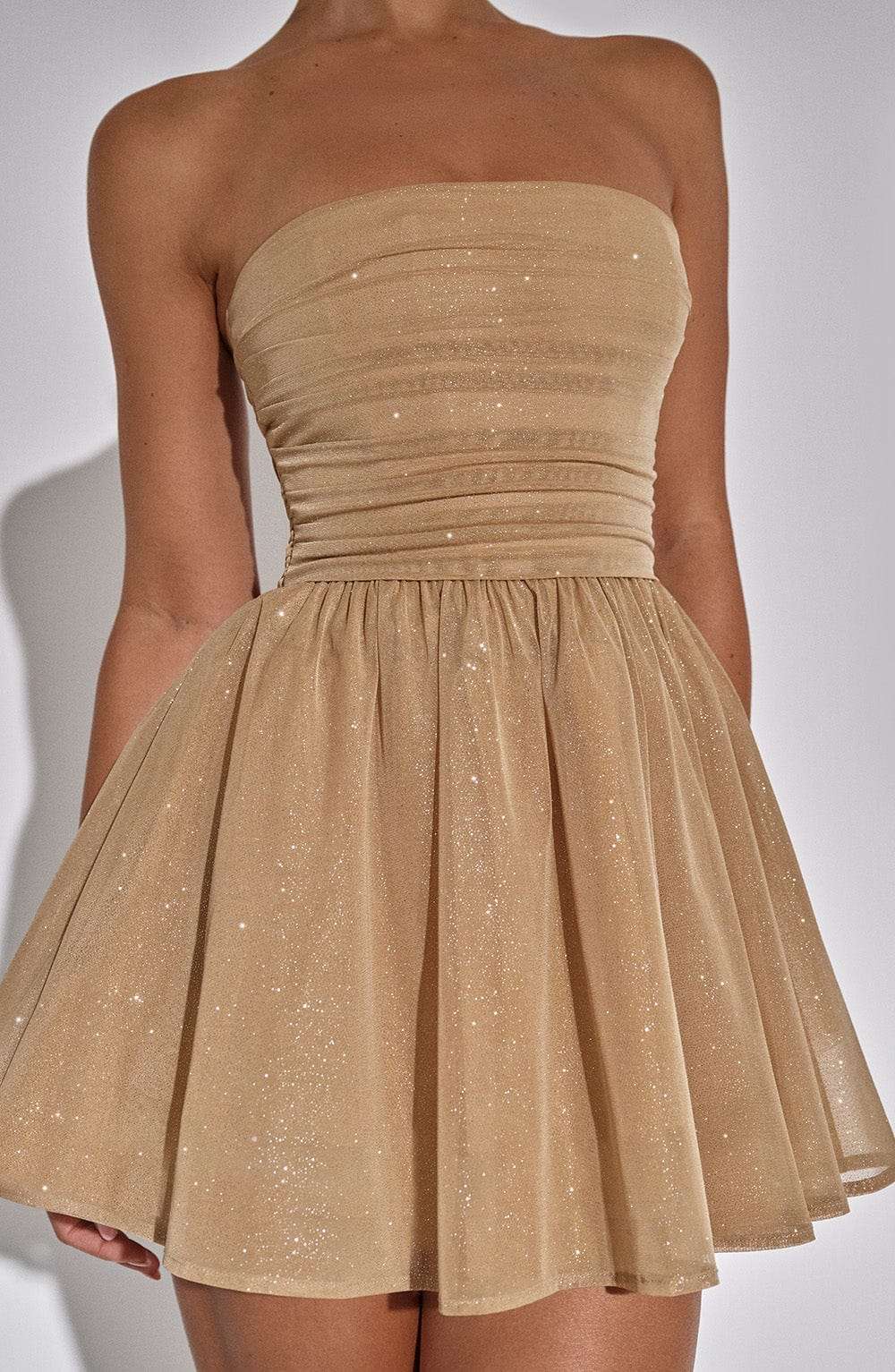 Katrina Mini Dress - Gold Sparkle Ryvelle