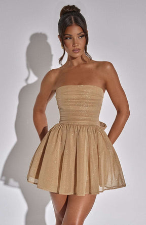 Katrina Mini Dress - Gold Sparkle Ryvelle