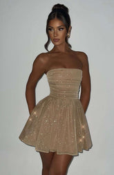 Katrina Mini Dress - Gold Sparkle Ryvelle