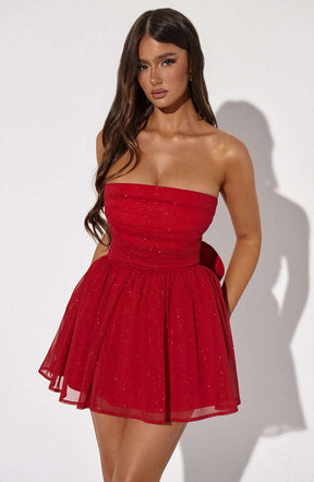 Katrina Mini Dress - Red Sparkle Ryvelle