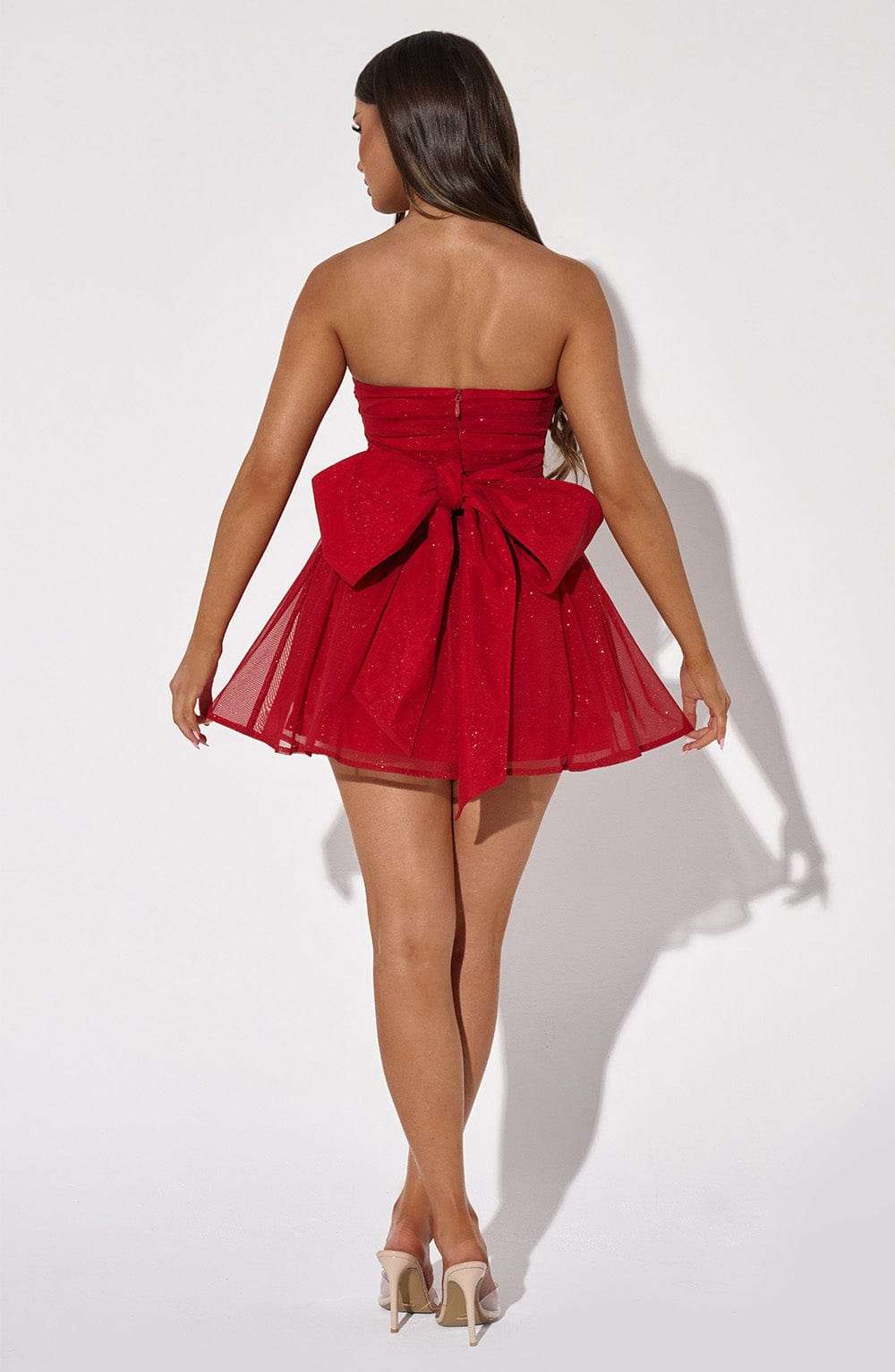 Katrina Mini Dress - Red Sparkle Ryvelle
