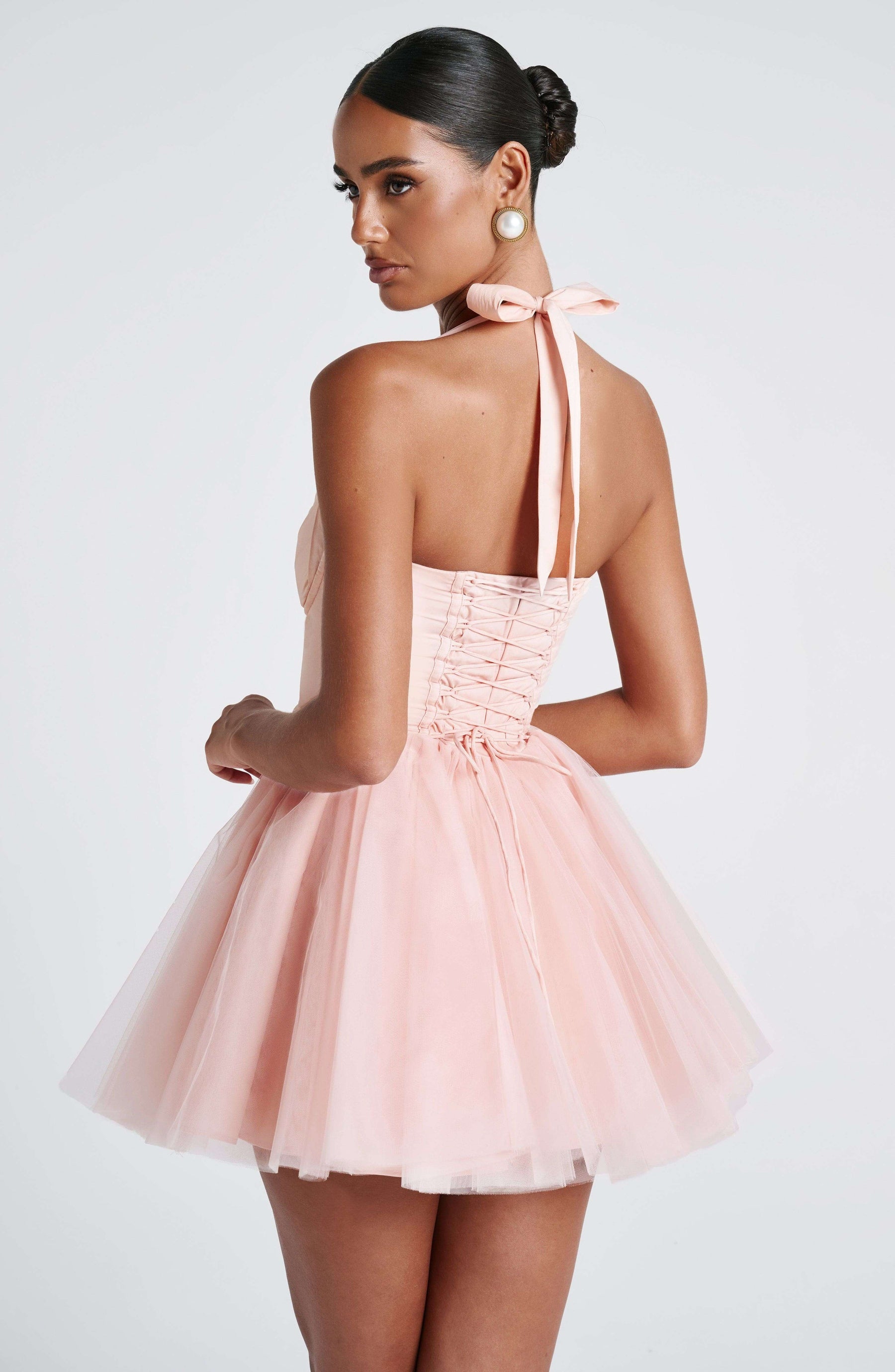 Keely Mini Dress - Soft Peach Ryvelle