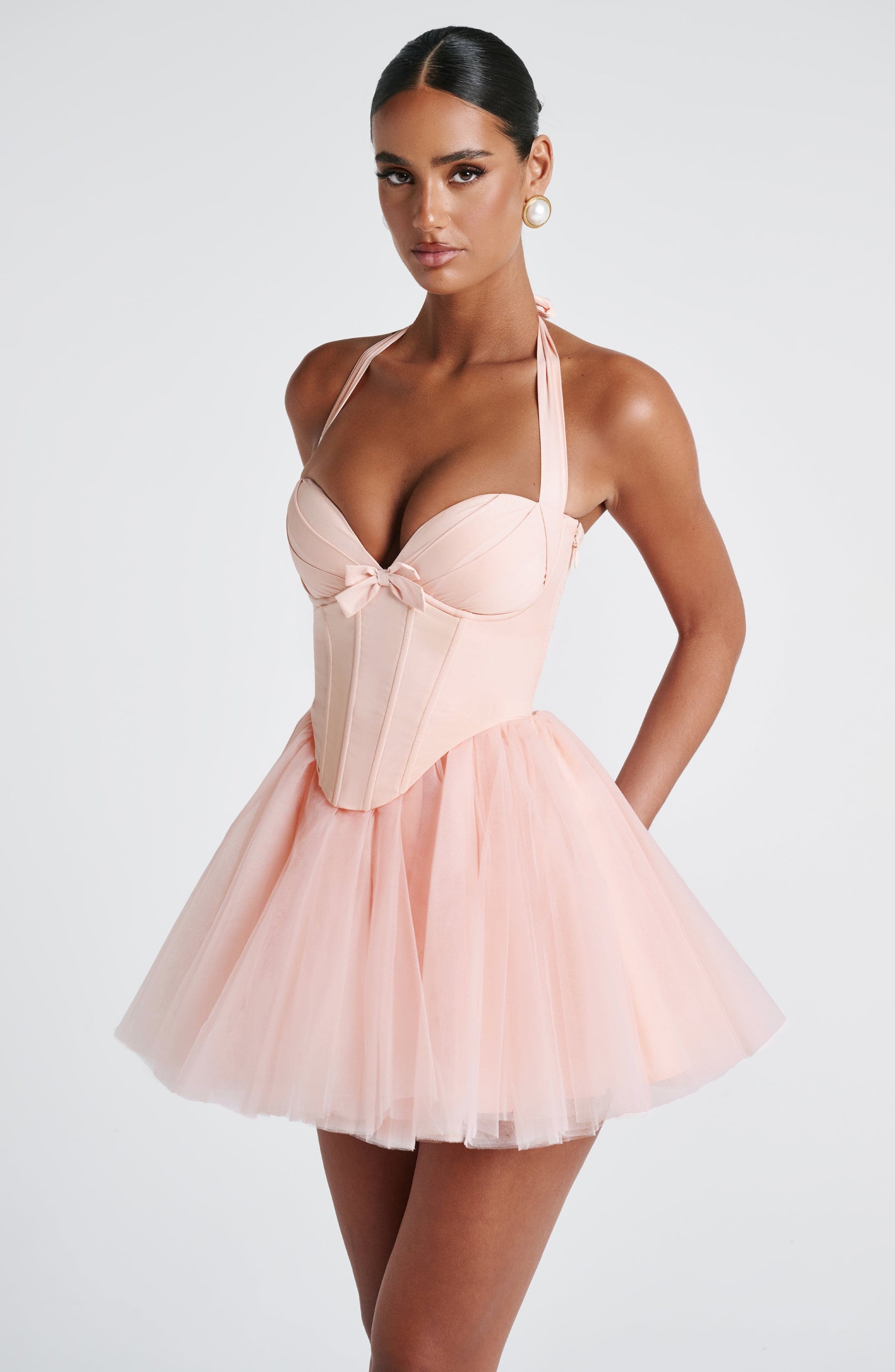 Keely Mini Dress - Soft Peach Ryvelle