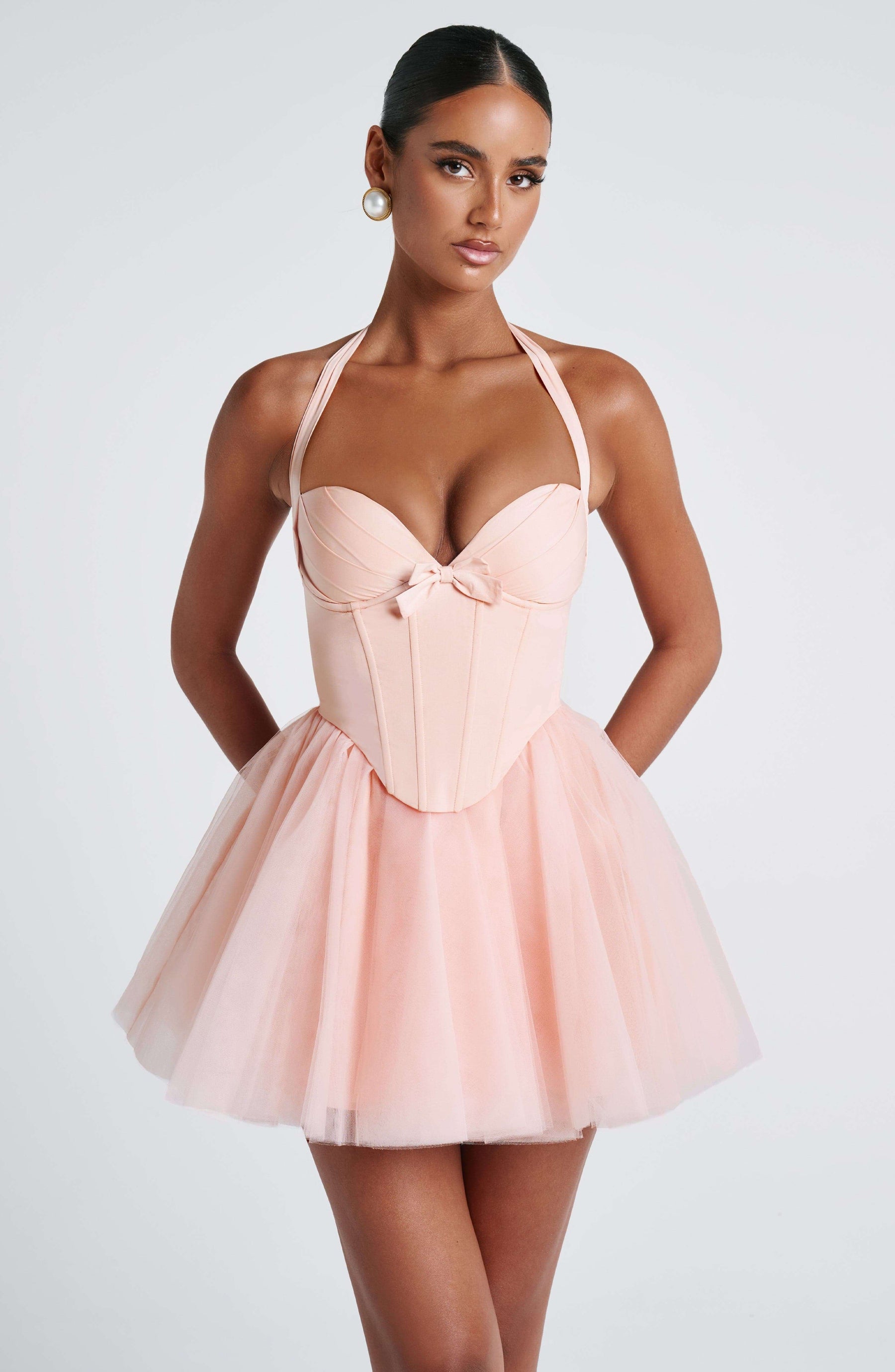 Keely Mini Dress - Soft Peach Ryvelle