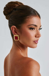 Kennedy Earrings - Red/Gold Ryvelle