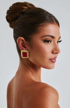 Kennedy Earrings - Red/Gold Ryvelle