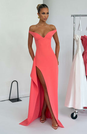 Khalesia Maxi Dress - Coral Pink Ryvelle