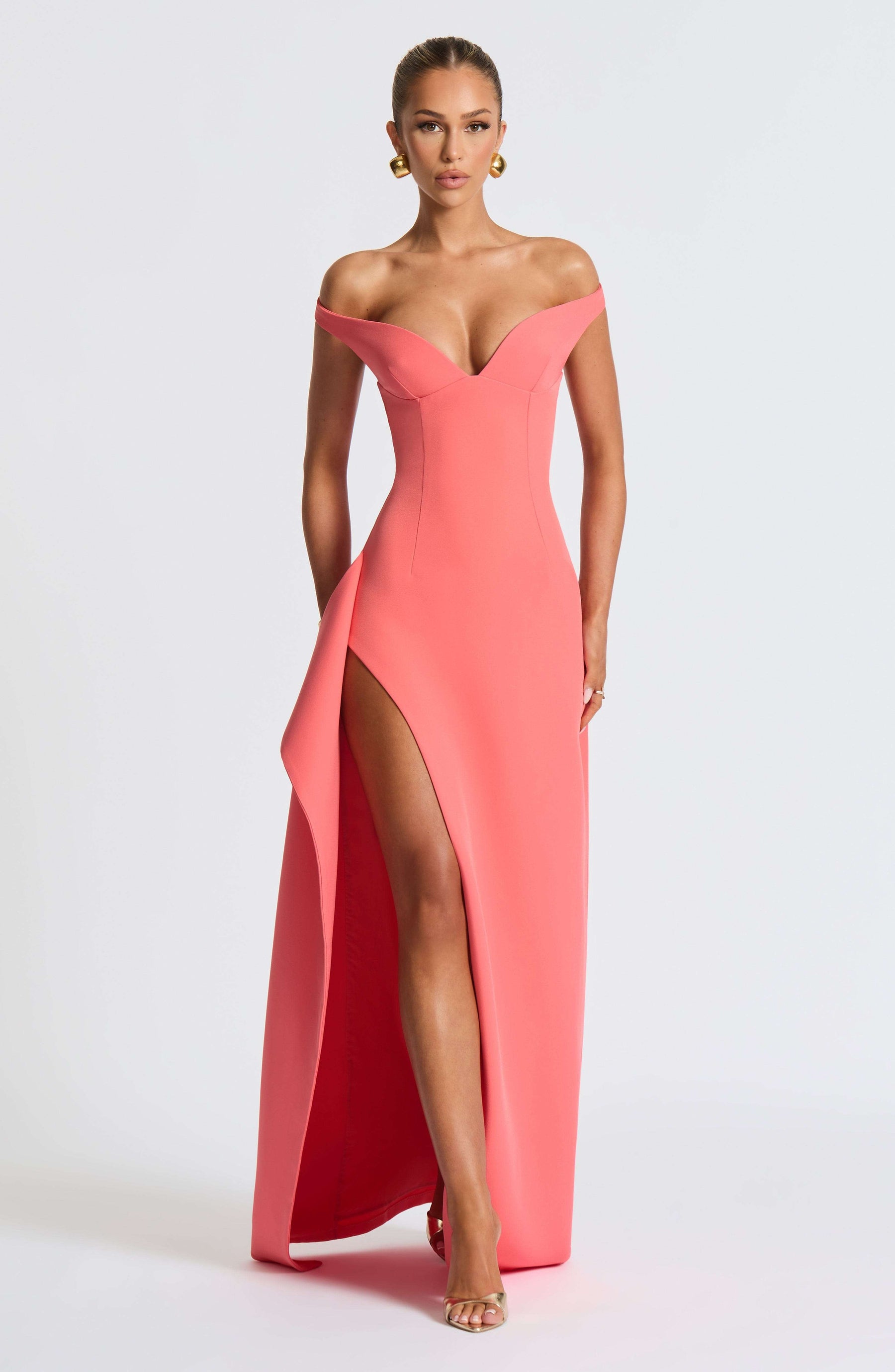 Khalesia Maxi Dress - Coral Pink Ryvelle