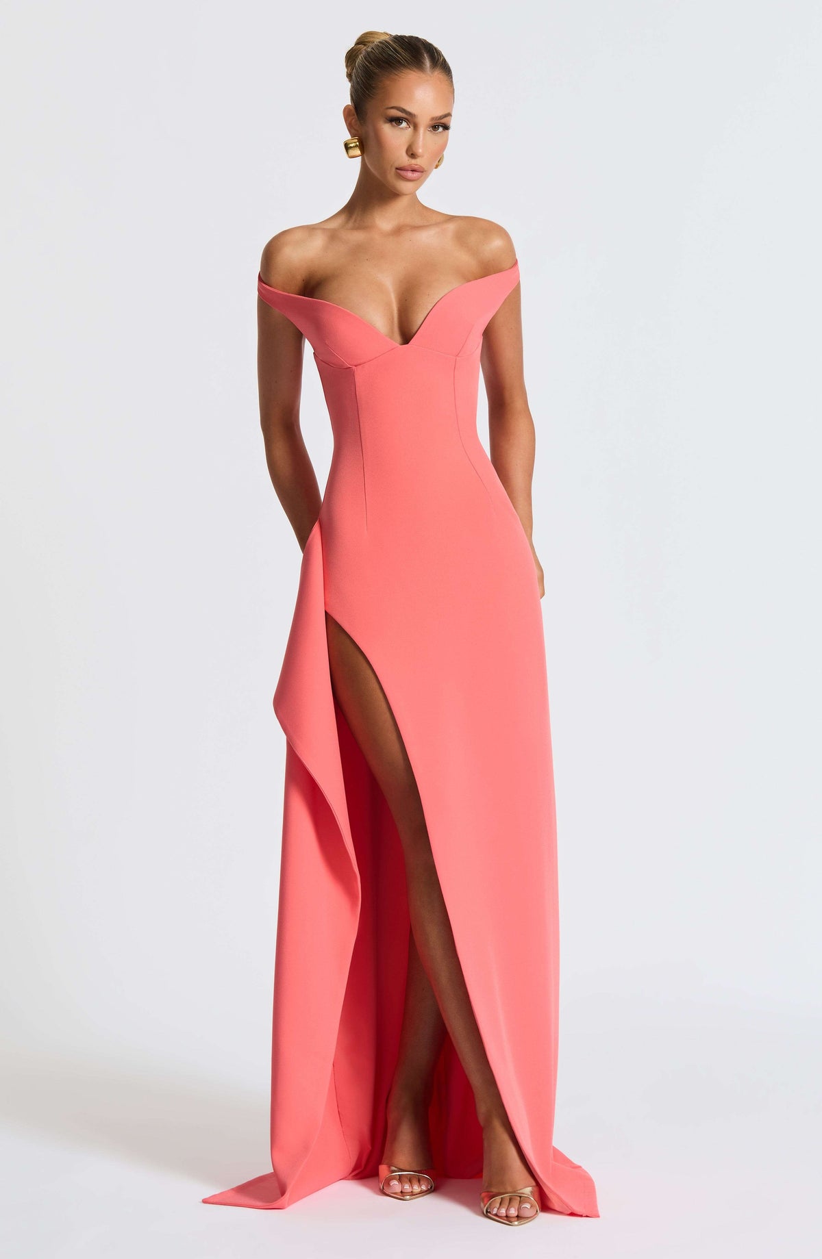 Khalesia Maxi Dress - Coral Pink Ryvelle