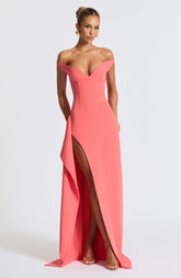 Khalesia Maxi Dress - Coral Pink Ryvelle