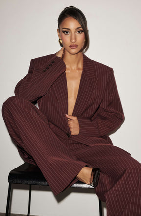 Kirsty Pants - Burgundy Pinstripe Ryvelle