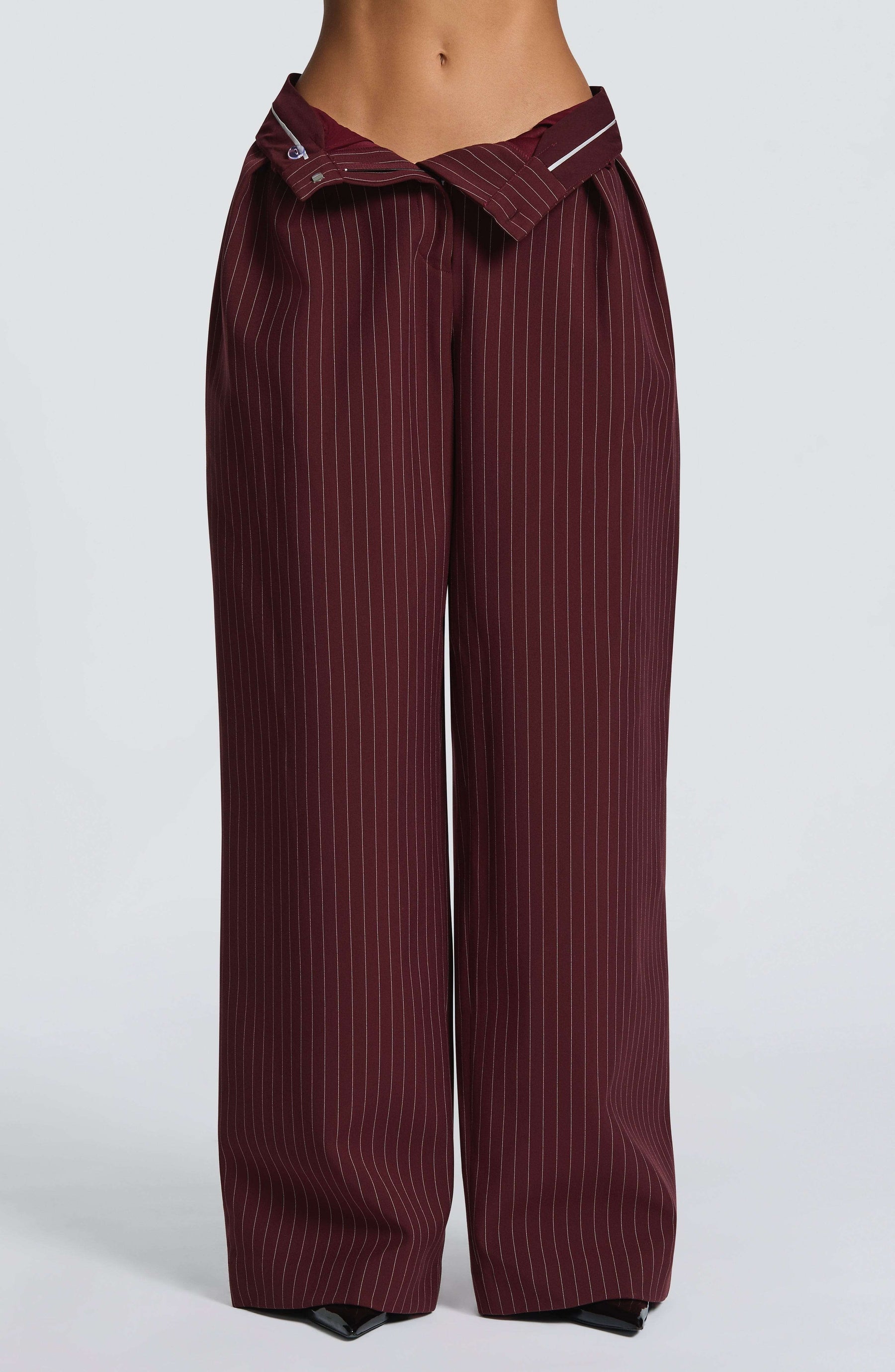 Kirsty Pants - Burgundy Pinstripe Ryvelle
