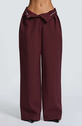 Kirsty Pants - Burgundy Pinstripe Ryvelle