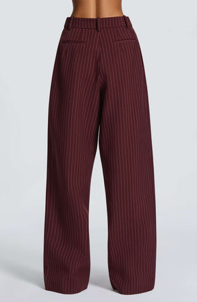 Kirsty Pants - Burgundy Pinstripe Ryvelle