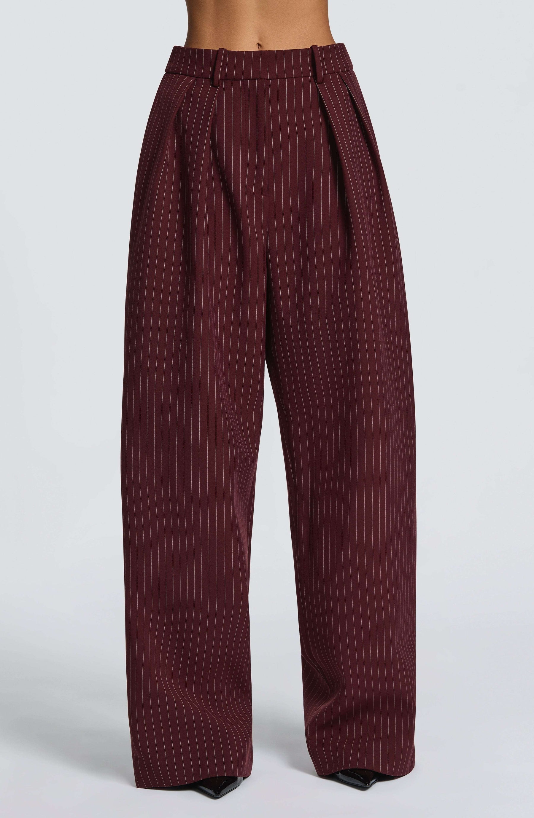 Kirsty Pants - Burgundy Pinstripe Ryvelle