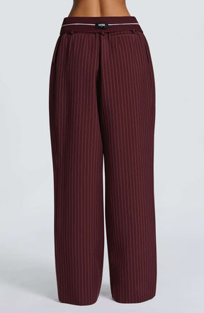 Kirsty Pants - Burgundy Pinstripe Ryvelle