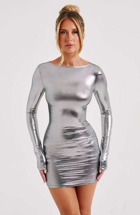 Kyranni Mini Dress - Gunmetal Ryvelle
