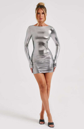 Kyranni Mini Dress - Gunmetal Ryvelle