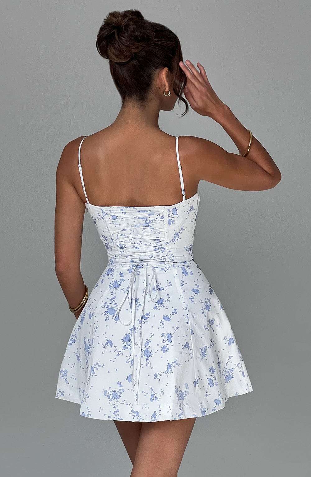 Lacey Mini Dress - Blue Ditsy Print Ryvelle