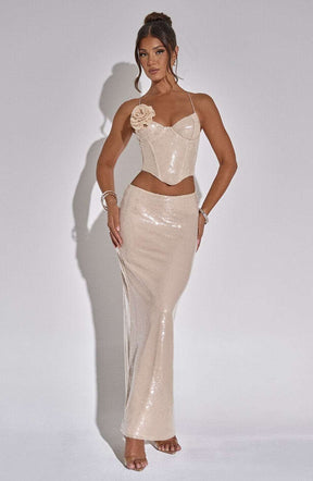Larisa Maxi Skirt - Nude Ryvelle
