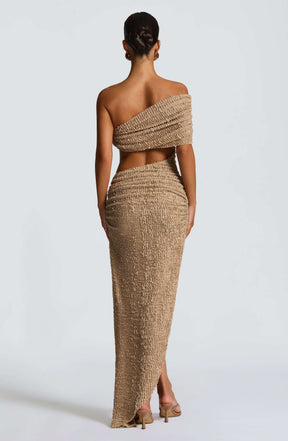 Laverna Midi Dress - Beige Ryvelle