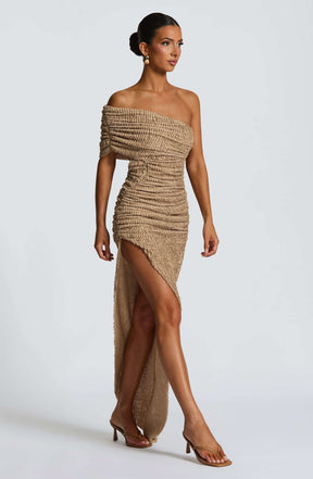 Laverna Midi Dress - Beige Ryvelle