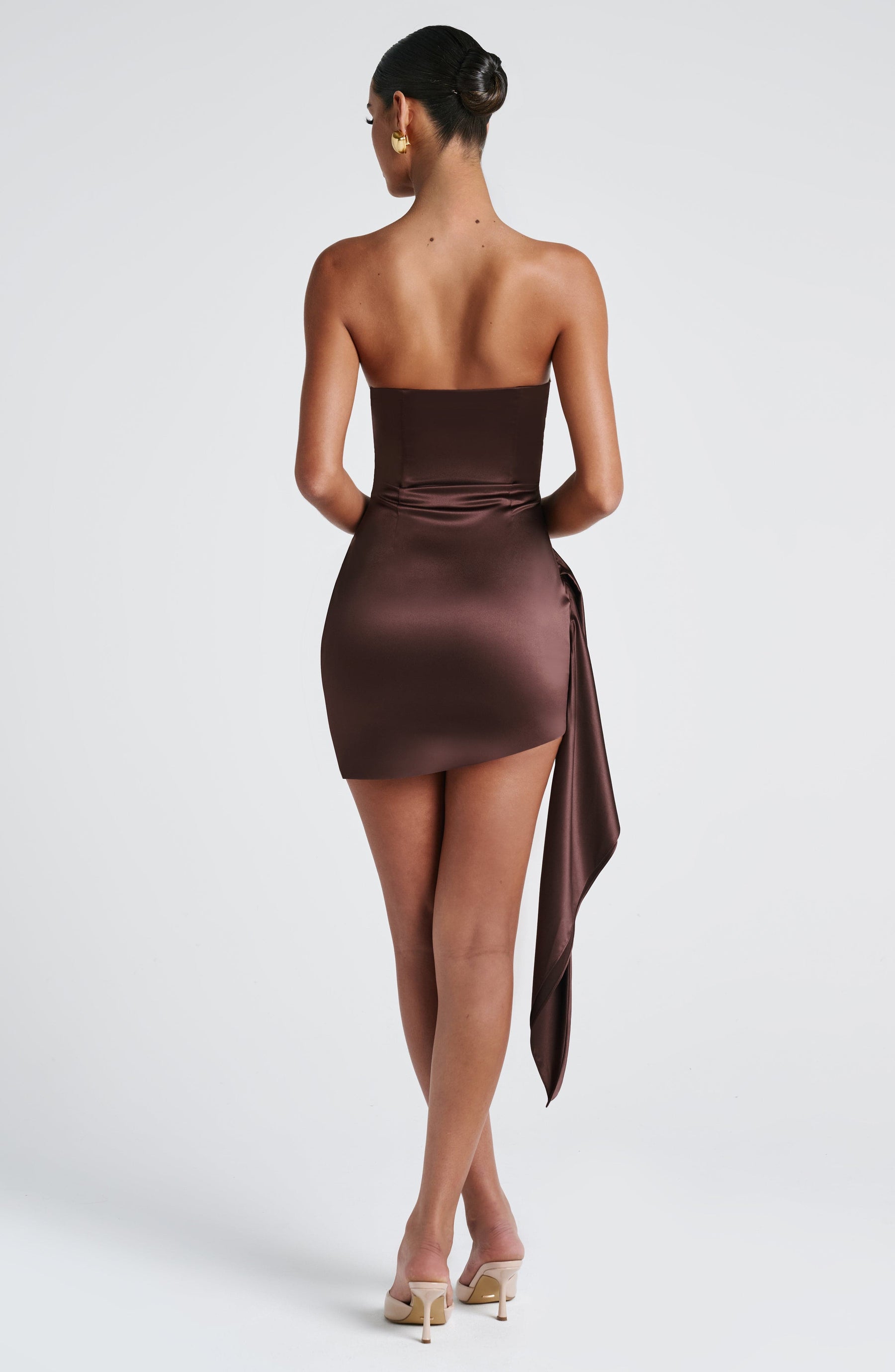 Leoni Mini Dress - Plum Brown Ryvelle
