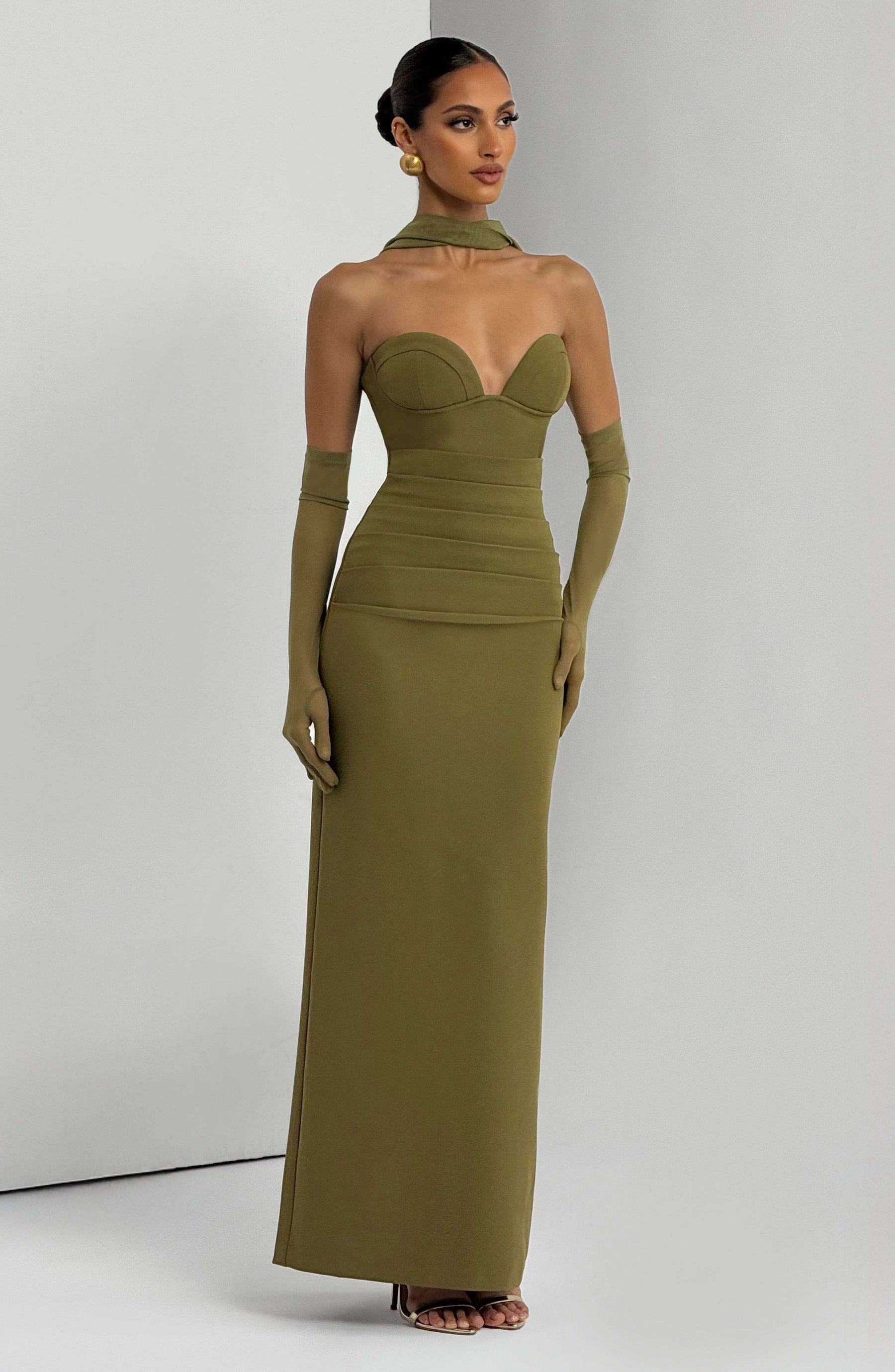 Lindsey Maxi Dress - Deep Olive Ryvelle