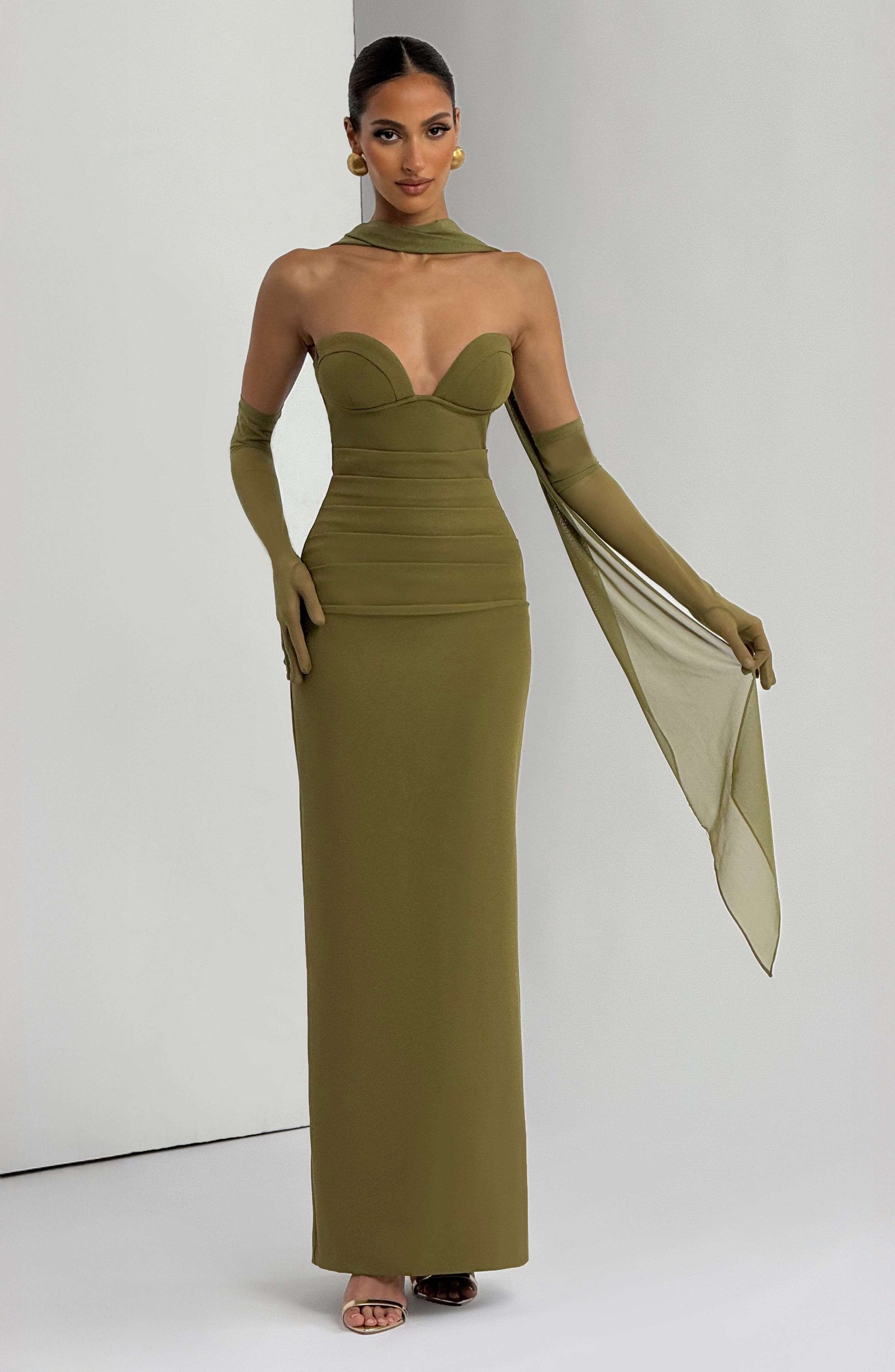 Lindsey Maxi Dress - Deep Olive Ryvelle