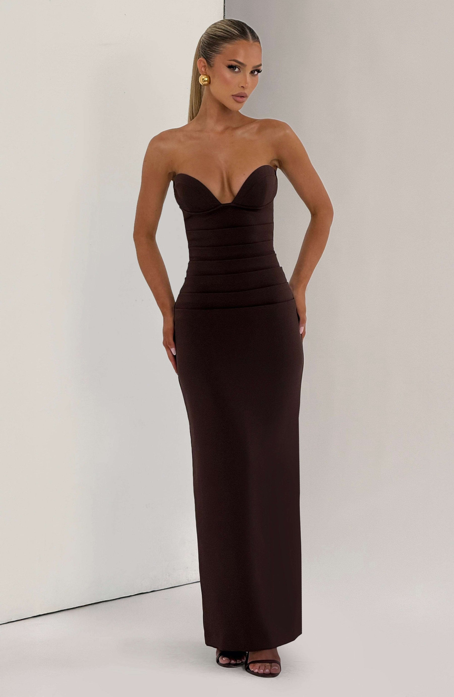 Lindsey Maxi Dress - Plum Brown Ryvelle
