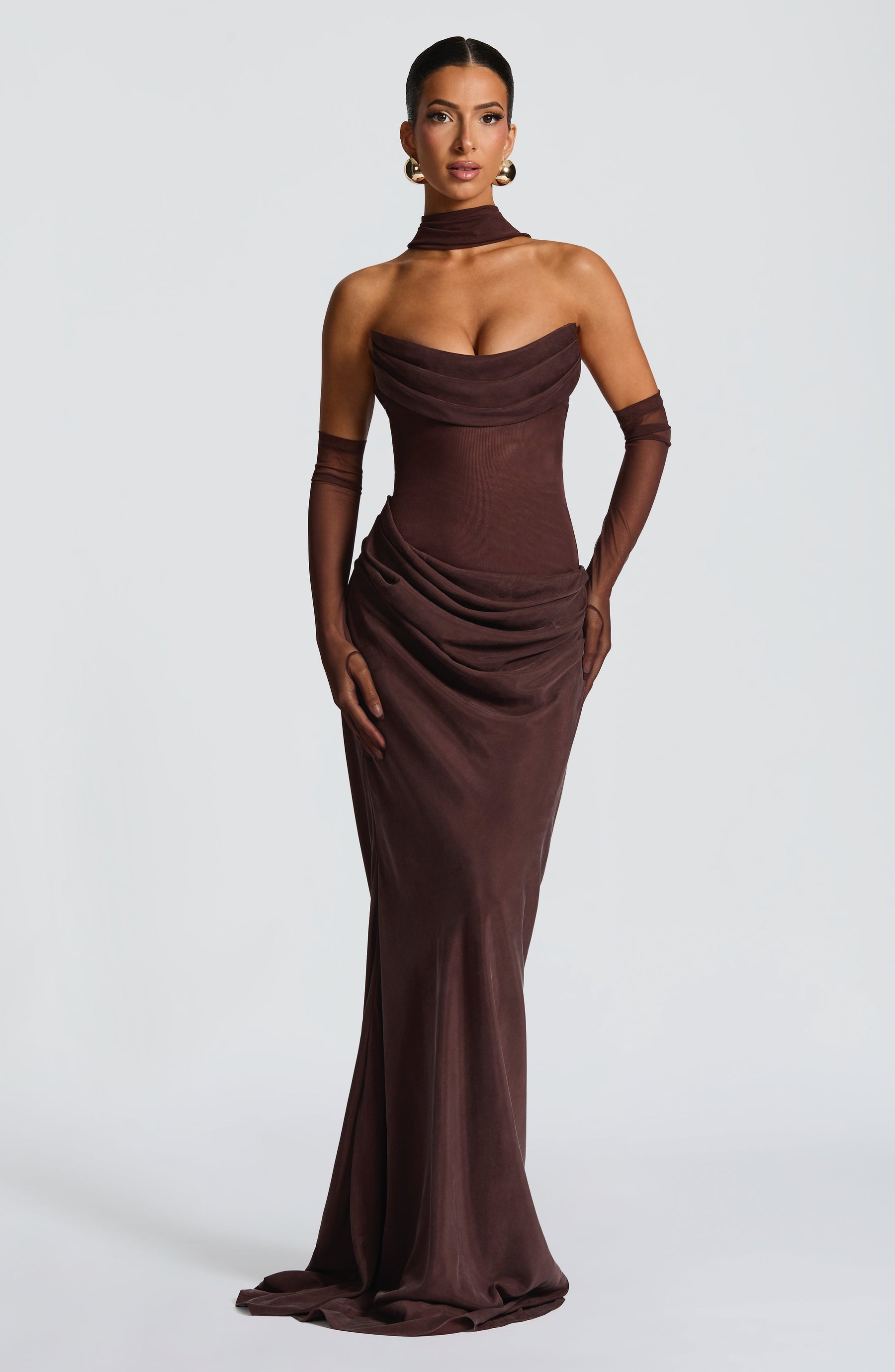 Liora Maxi Dress - Plum Brown Ryvelle
