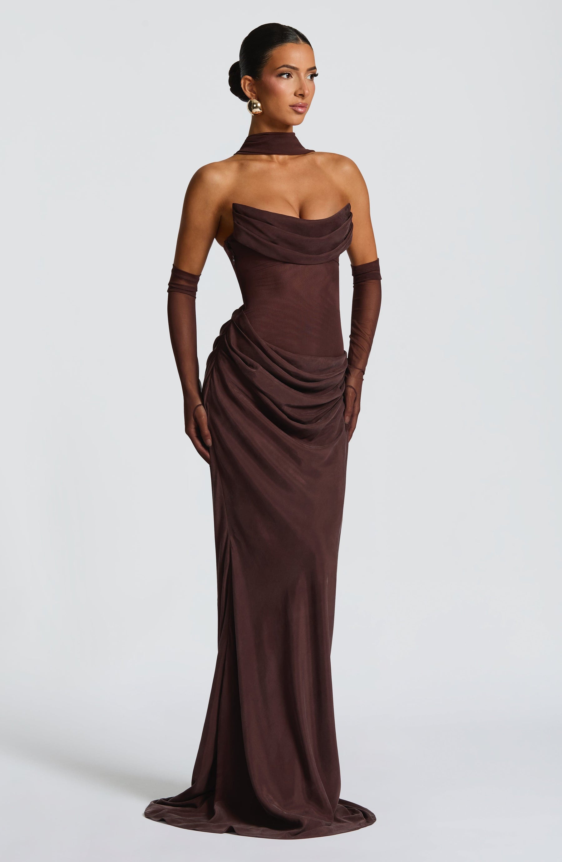 Liora Maxi Dress - Plum Brown Ryvelle
