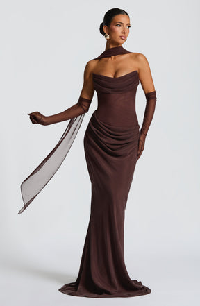 Liora Maxi Dress - Plum Brown Ryvelle