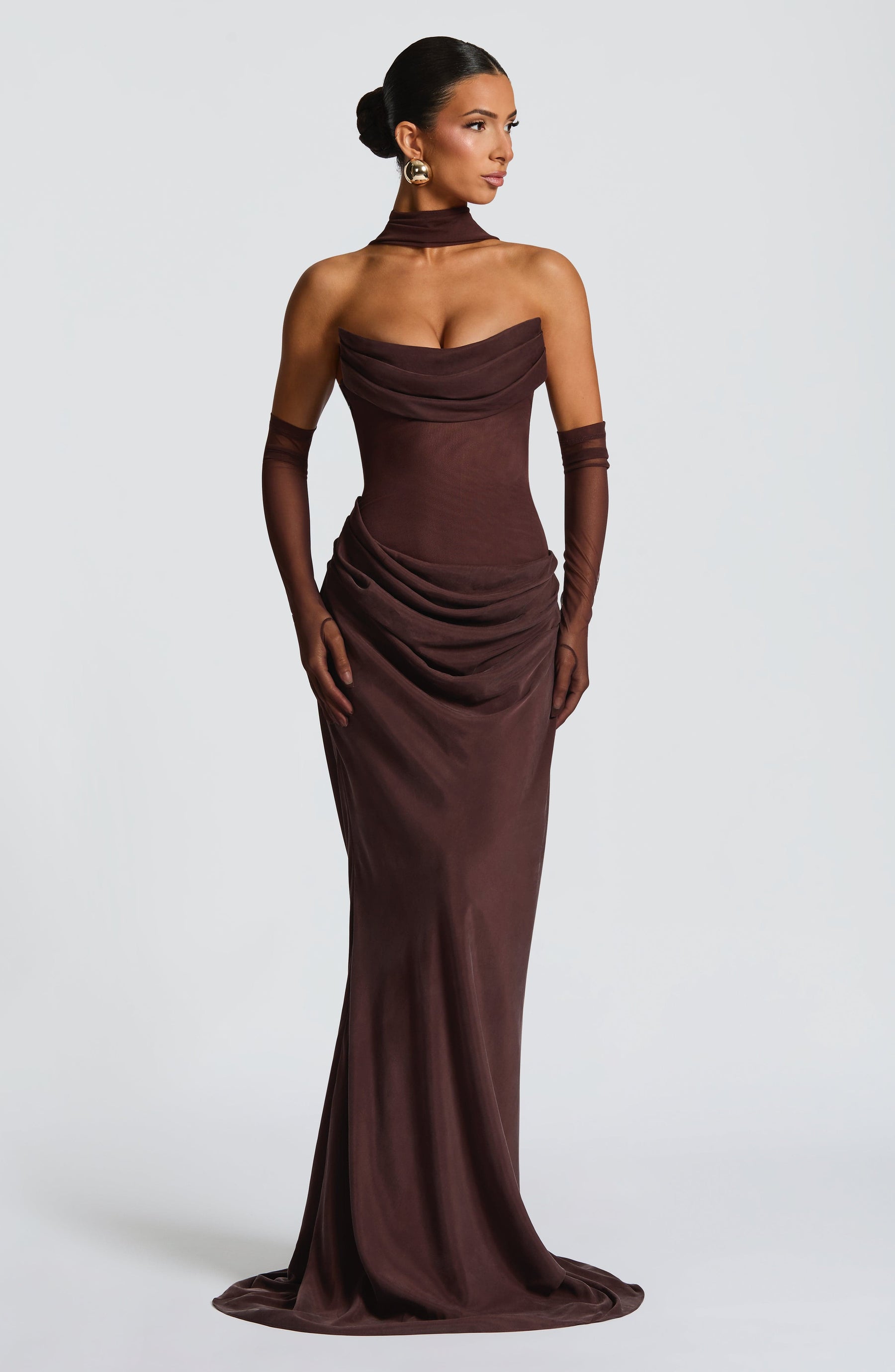 Liora Maxi Dress - Plum Brown Ryvelle