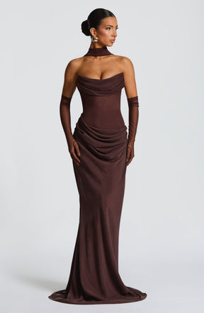 Liora Maxi Dress - Plum Brown Ryvelle