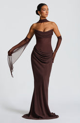 Liora Maxi Dress - Plum Brown Ryvelle