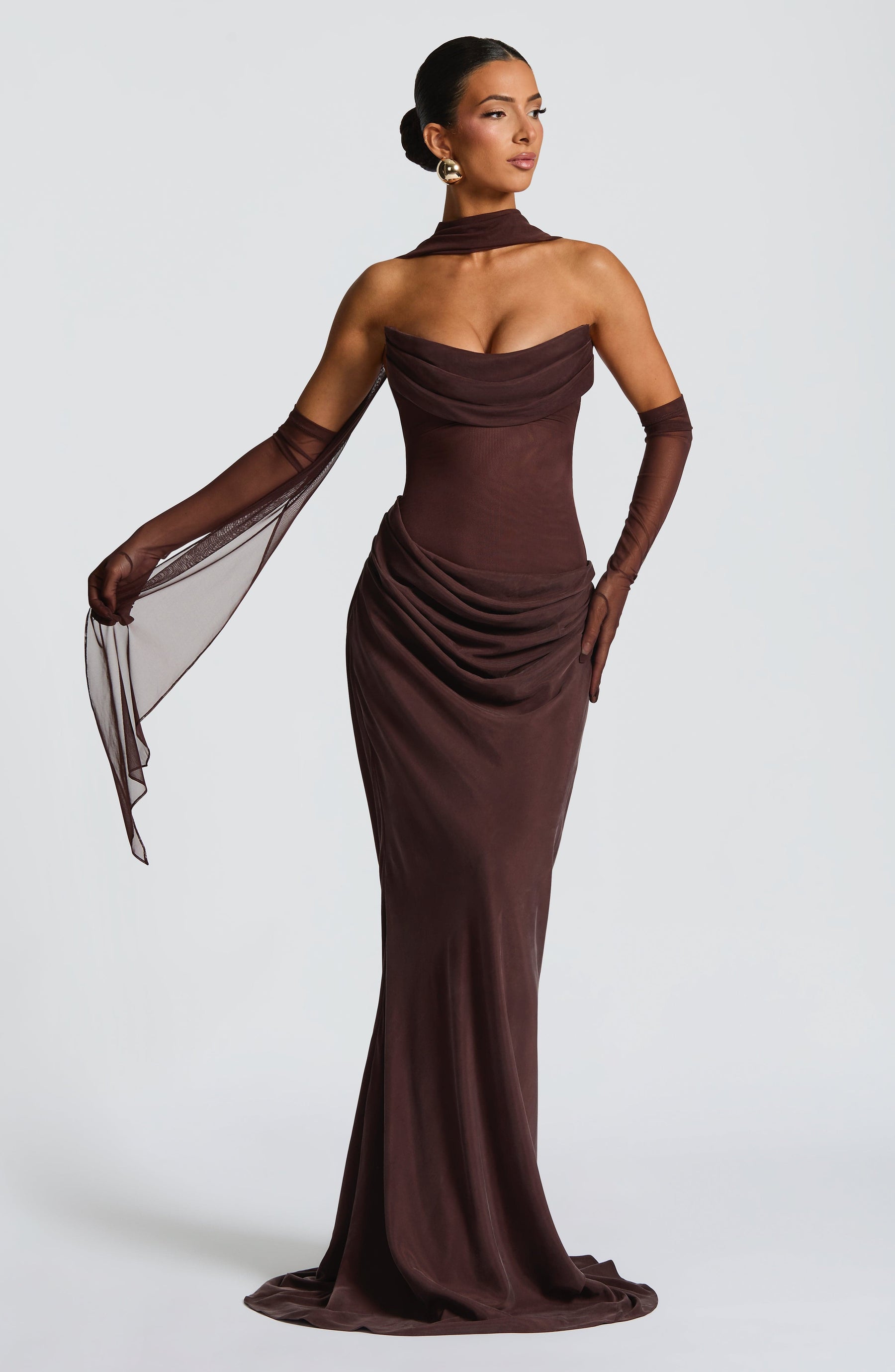 Liora Maxi Dress - Plum Brown Ryvelle