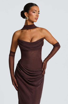 Liora Maxi Dress - Plum Brown Ryvelle