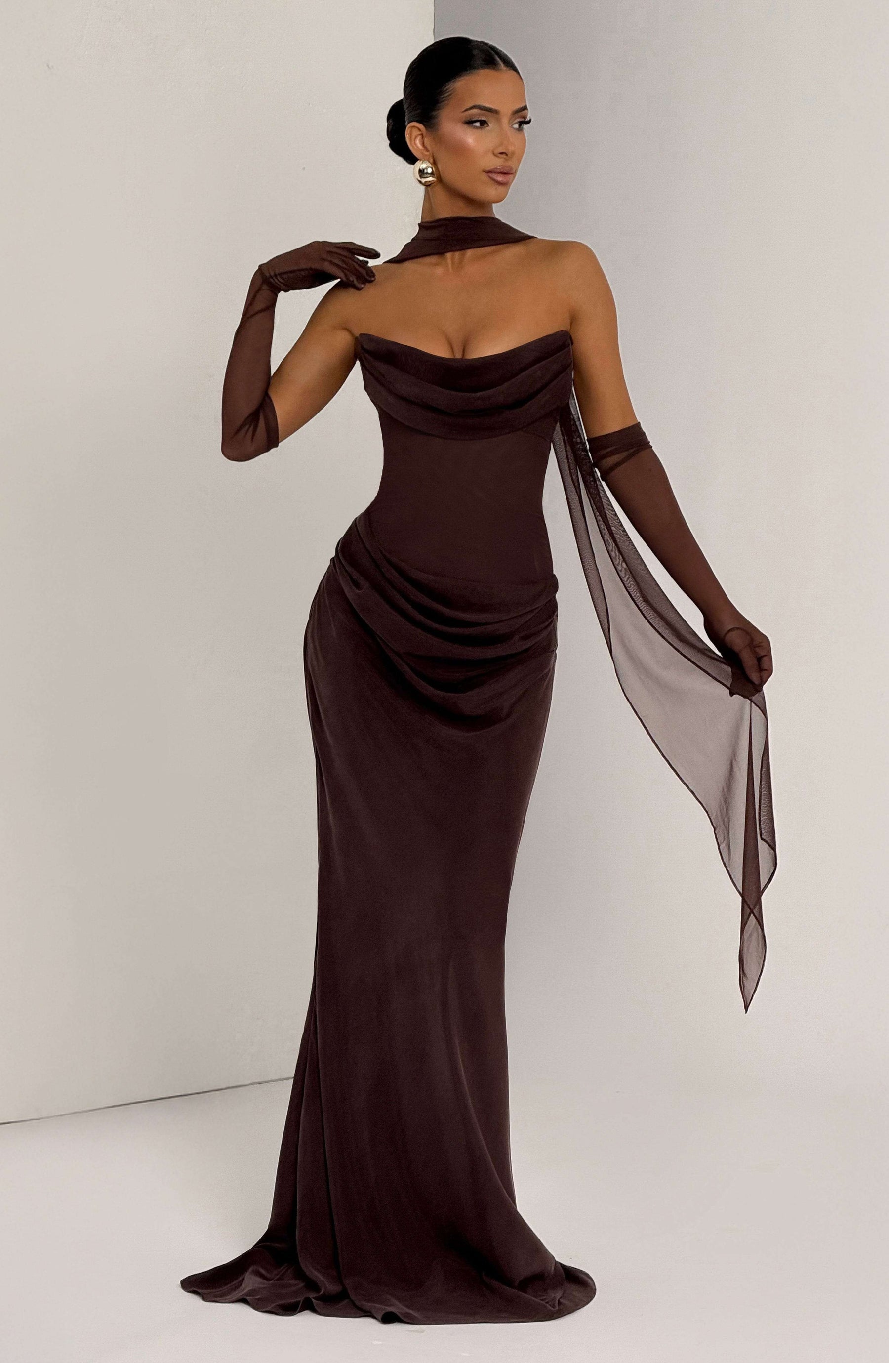 Liora Maxi Dress - Plum Brown Ryvelle