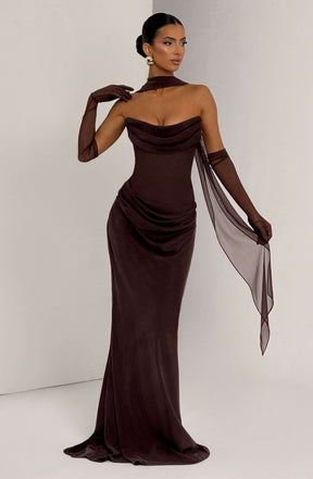 Liora Maxi Dress - Plum Brown Ryvelle