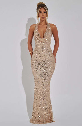 Lorena Maxi Dress - Gold Lined Ryvelle