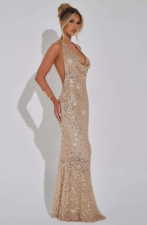 Lorena Maxi Dress - Gold Lined Ryvelle