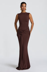 Lorenza Maxi Dress - Plum Brown Ryvelle