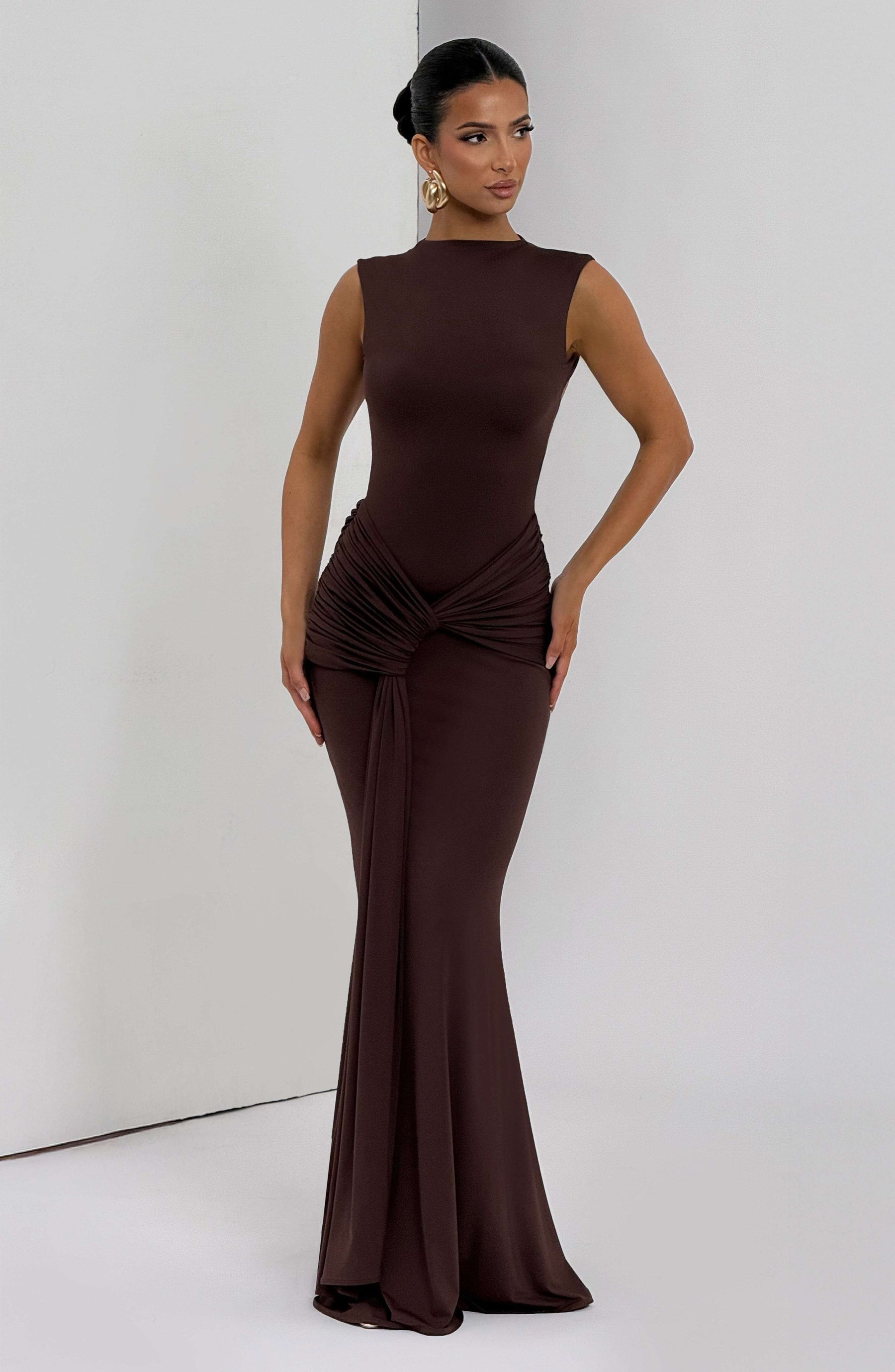 Lorenza Maxi Dress - Plum Brown Ryvelle