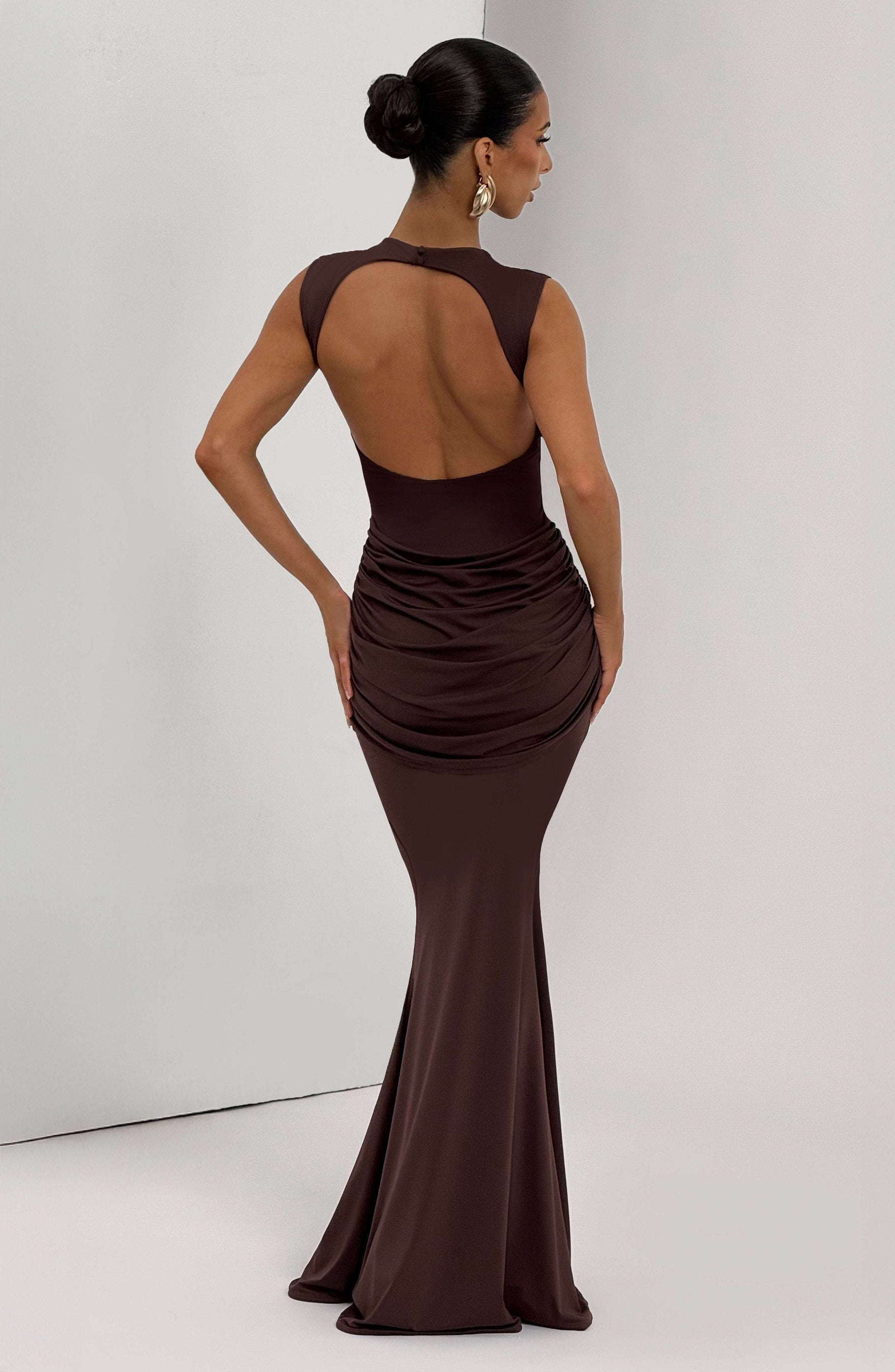 Lorenza Maxi Dress - Plum Brown Ryvelle
