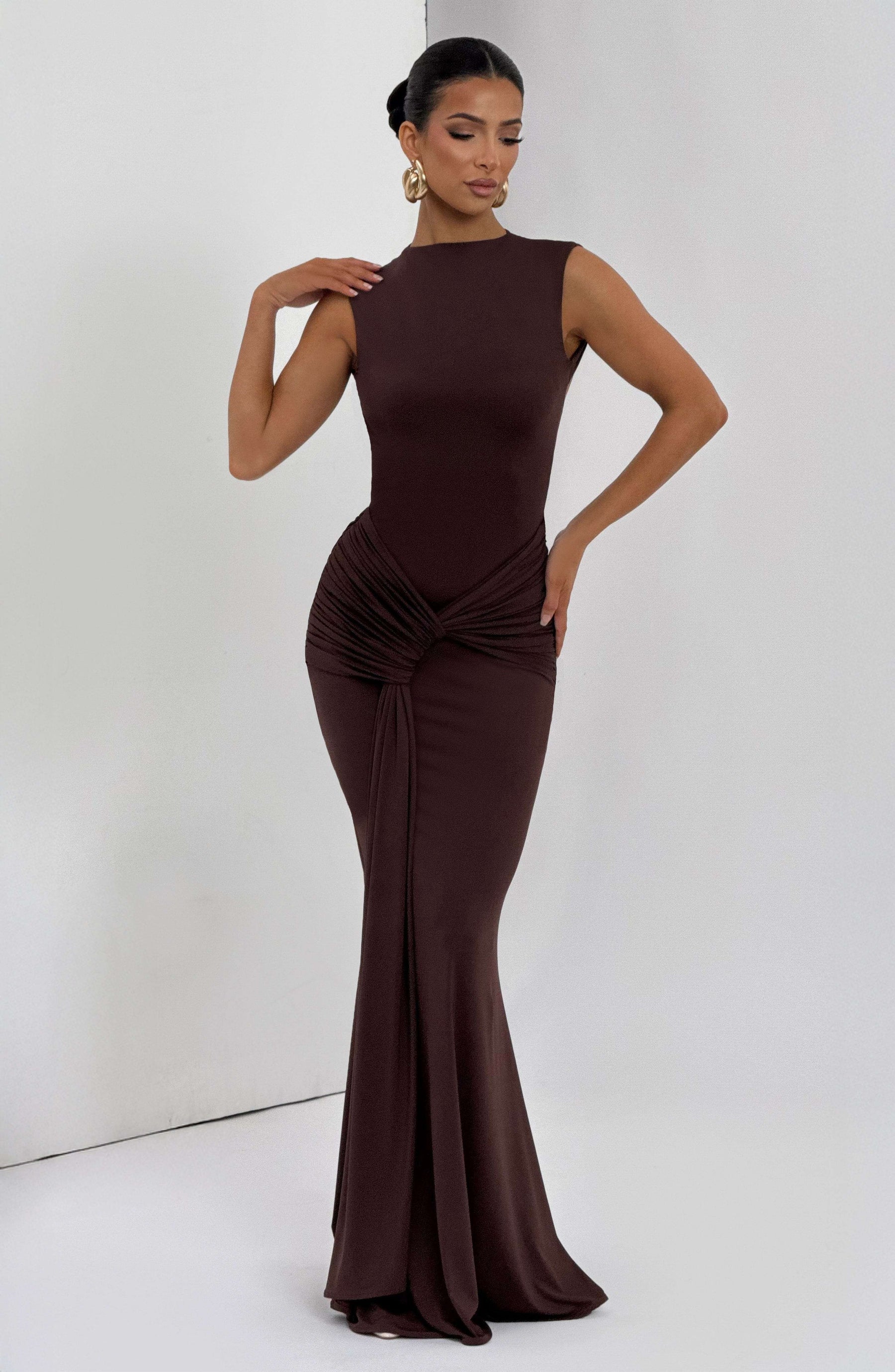 Lorenza Maxi Dress - Plum Brown Ryvelle