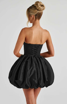 Lotus Mini Dress - Black Ryvelle